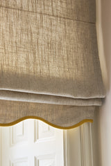 Scalloped Edge Linen roman blind - Sand/Mustard