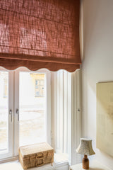 Scalloped Edge Linen roman blind - Terracotta/off-white