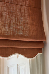Scalloped Edge Linen roman blind - Terracotta/off-white