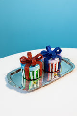Gift hand-painted glass tree ornament, green