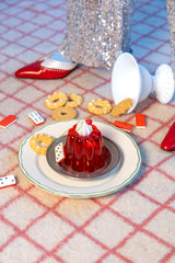 Christmas pudding glass tree ornament, red