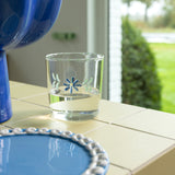 Flora water glass, blue & green, set of 2