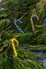 Candy cane glass tree ornament, set of 3