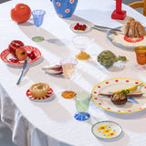 Stripe tulip wine glass, pink & amber, set of 2