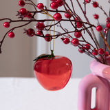 Apple glass tree ornament, red