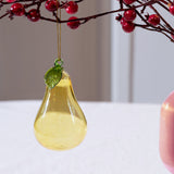 Pear glass tree ornament, yellow