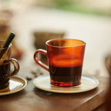 HKLiving 70s glassware coffee cups, amber brown, set of 4