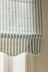Scalloped Edge Stripe roman blind - Dove blue