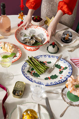 Holly platter, blue, large