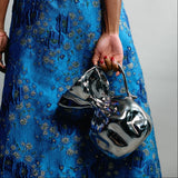 Crumple hand-made porcelain vase, Chrome
