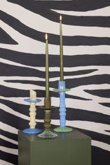 Lara mouth-blown glass candle stick, pale blue