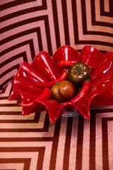 Lorin mouth-blown glass bowl, red and white