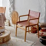 Ollie teak and leather lounge chair