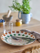 Shama hand painted glazed stoneware plate, orange