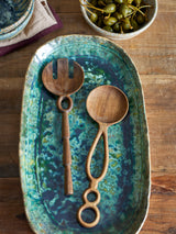 Pinar carved wood salad servers