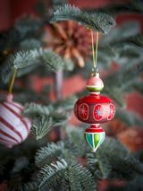 Kota hand-painted glass bauble, red