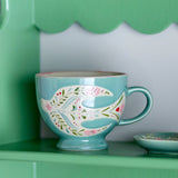 Rosalynde hand-painted stoneware mug, Aqua