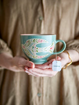 Rosalynde hand-painted stoneware mug, Aqua