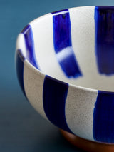 Shakti hand painted indigo glazed stoneware bowl, large