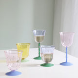 Dot water glass, amber & green, set of 2