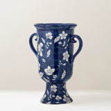 Amara floral stoneware vase, blue, pre-order