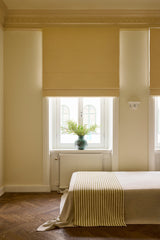 Linen roman blind - Oat Yellow - Blackout Lined