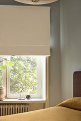 Linen roman blind - Pure white - Blackout Lined
