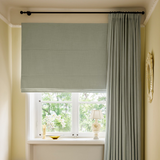 Linen roman blind - Dove Blue - Blackout Lined