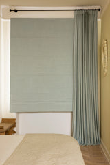 Linen roman blind - Dove Blue - Blackout Lined