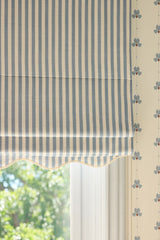 Scalloped Edge Stripe Roman Blind - Dove blue - Blackout Lined