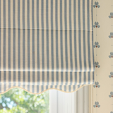 Scalloped Edge Stripe Roman Blind - Dove blue - Blackout Lined