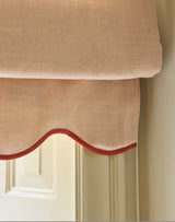 Scalloped Edge Linen roman blind - Dusty pink / Terracotta