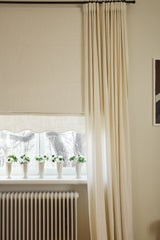 Scalloped Edge Linen Roman Blind - Pure white - Blackout Lined