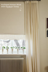 Scalloped Edge Linen roman blind - Pure white/sand