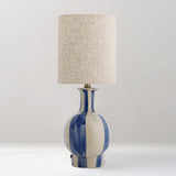 Alida hand-painted stoneware table lamp, blue stripe