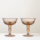 Opacity mouth-blown Italian champagne coupe, peach - set of 2
