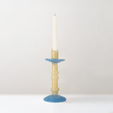 Lara mouth-blown glass candle stick, pale blue