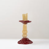 Lara mouth-blown glass candle stick, burgundy