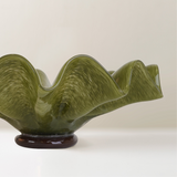 Lorin mouth-blown glass bowl, green and brown