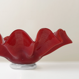 Lorin mouth-blown glass bowl, red and white
