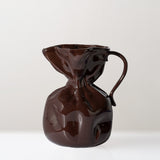 Crumple hand-made porcelain vase, brown