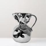 Crumple hand-made porcelain vase, Chrome