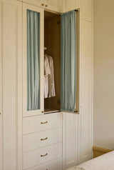 Linen café curtain, double pole - Dove Blue