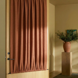Linen café curtain, double pole - Terracotta