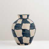 Check Stoneware Vase, blue (pre-order)
