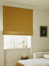 Linen roman blind - Mustard - Blackout Lined