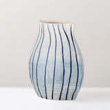 Esra stoneware vase, stripe blue