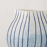 Esra stoneware vase, stripe blue