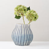 Esra stoneware vase, stripe blue