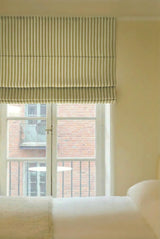 Stripe Linen Roman Blind - Olive green - Blackout Lined